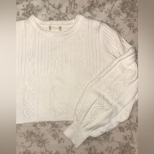 Altar'd State Crop Ivory Cable Knit Sweater